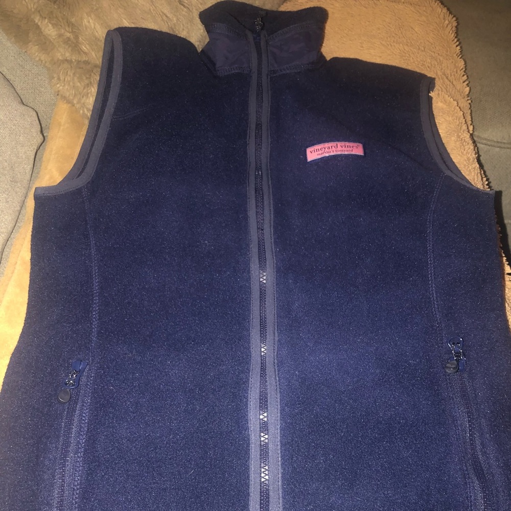 Woman’s Vineyard Vine Harbor Fleece Vest, XXS, Navy Blue
